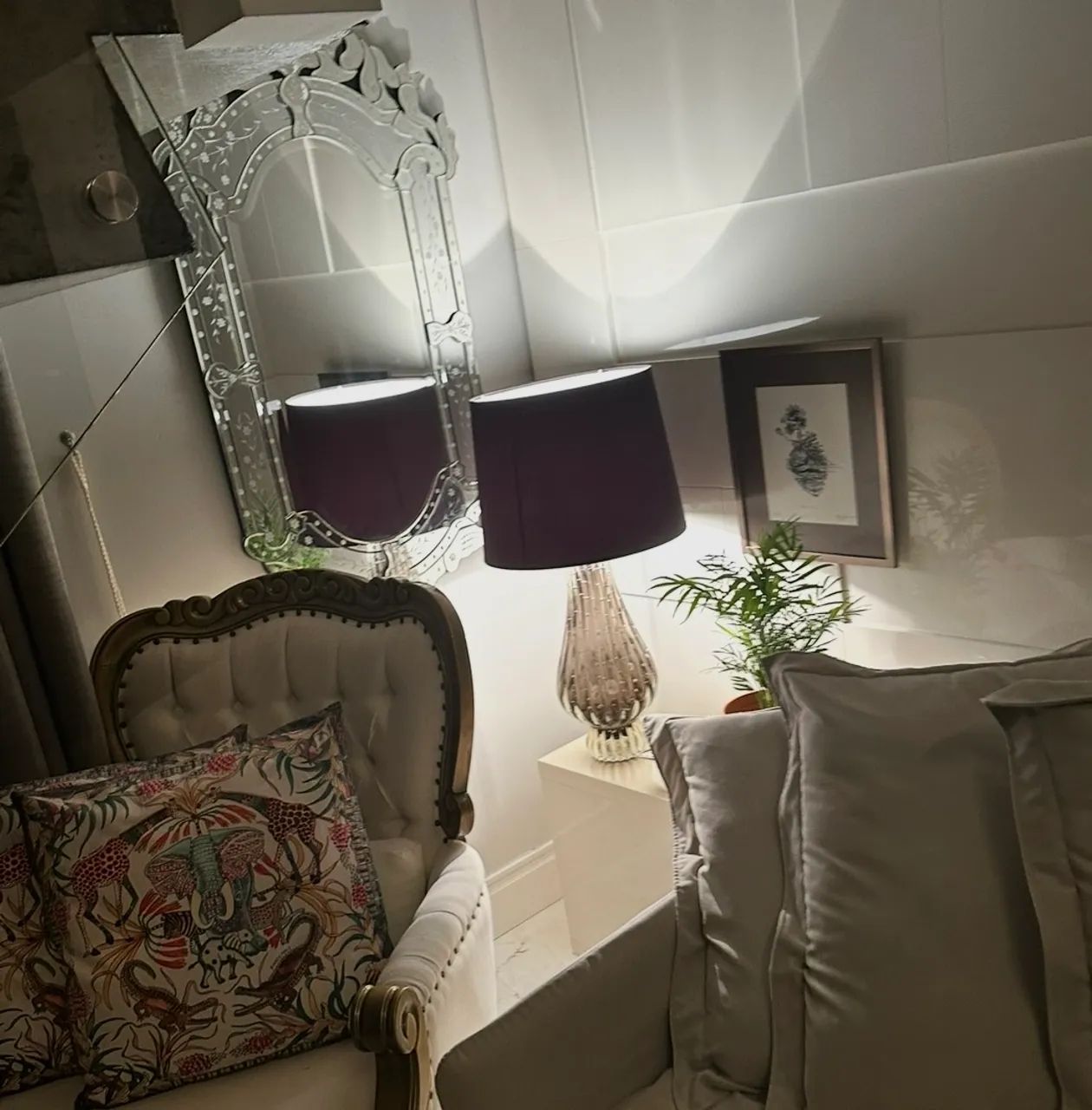 Abajur de cristal fume São Marcos com cúpula pret - Foto 2