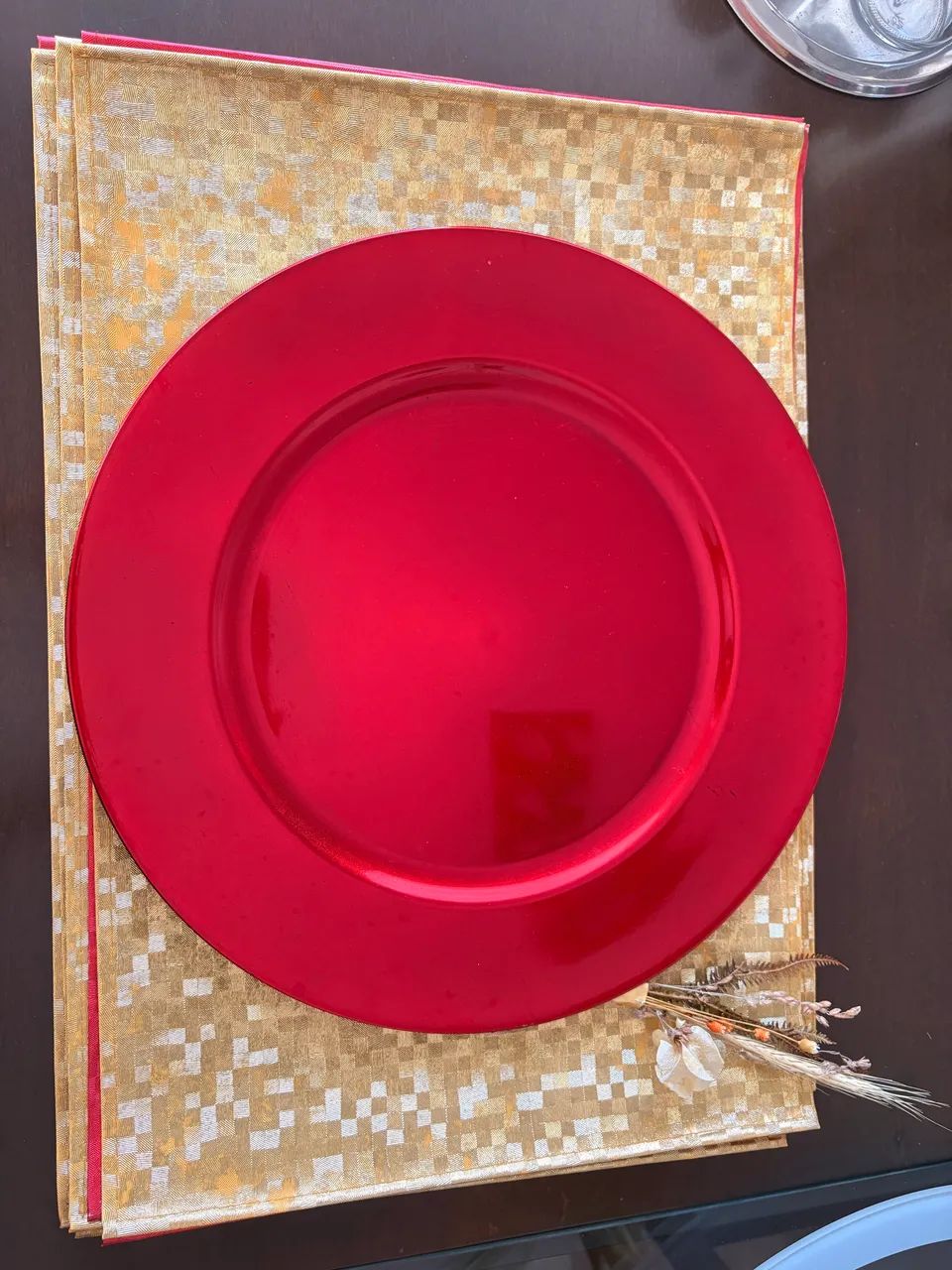Kit jogo americano vermelho e dourado - Foto 3