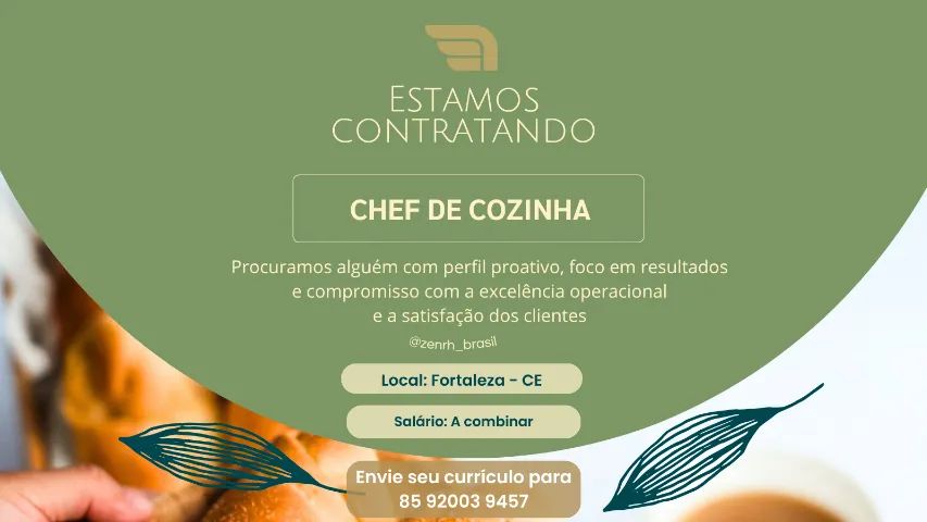 Vaga de Emprego: Chef de Cozinha