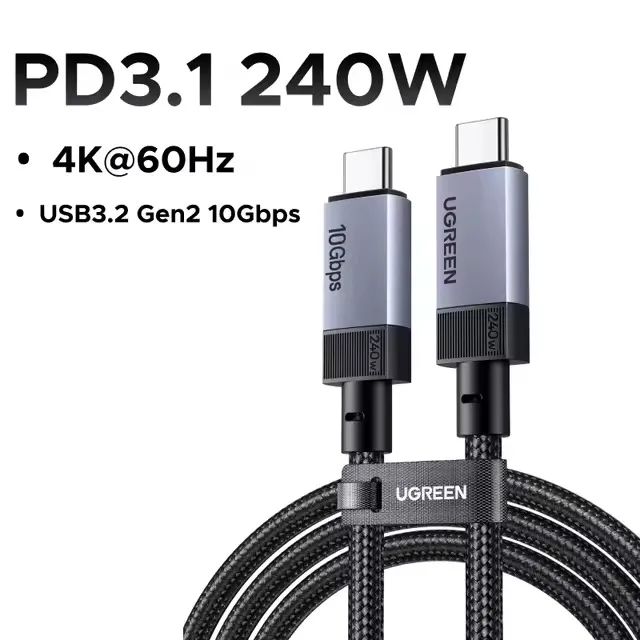 Cabo USB-C x USB-C Ugreen PD 240 W 10 Gbps USB 3.1 100 cm - Foto 2
