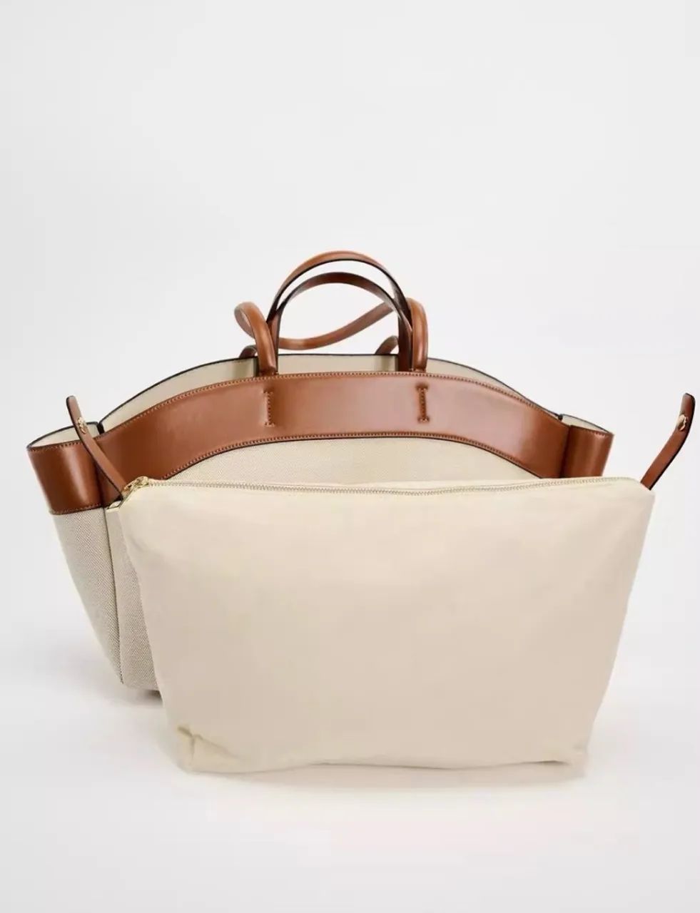 bolsa tote zara bege e marrom