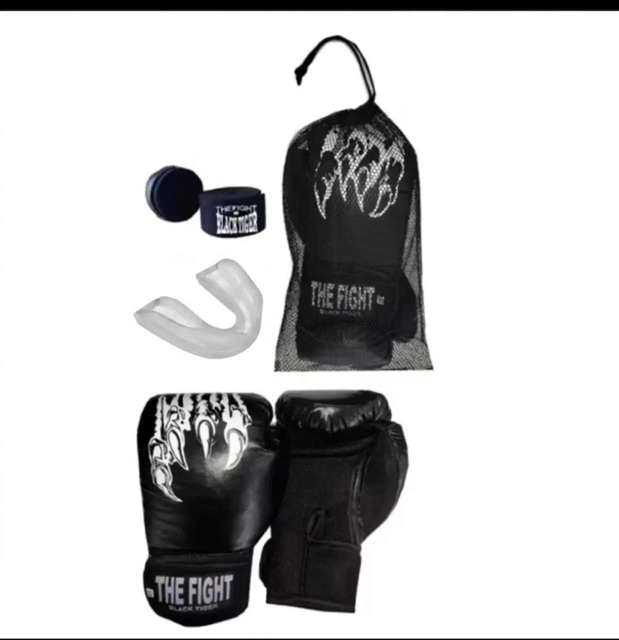 Par Luva muay thai boxe+bucal+bandagem