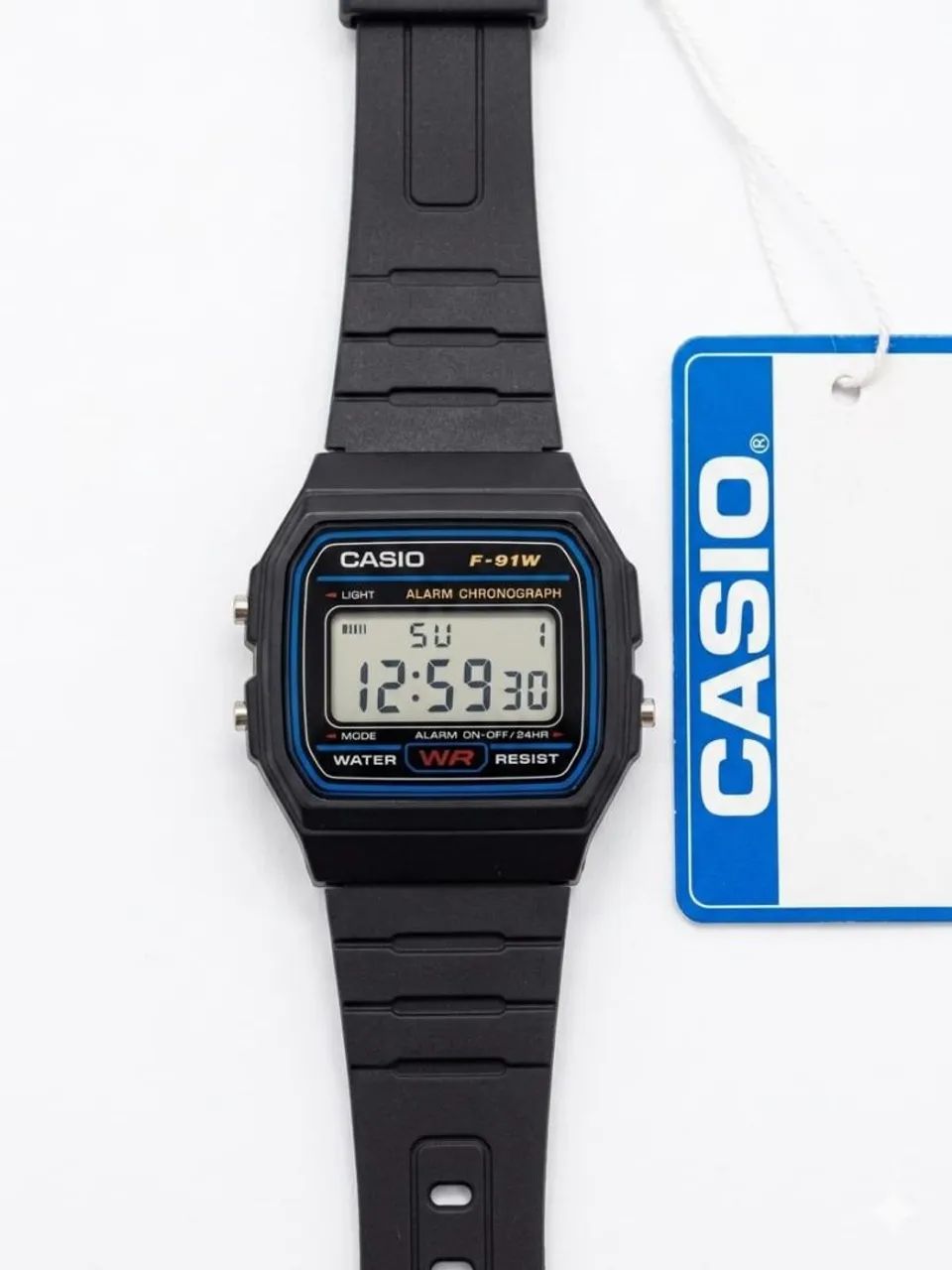 Relógio Casio F-91W Original Digital Preto Azul - Foto 3
