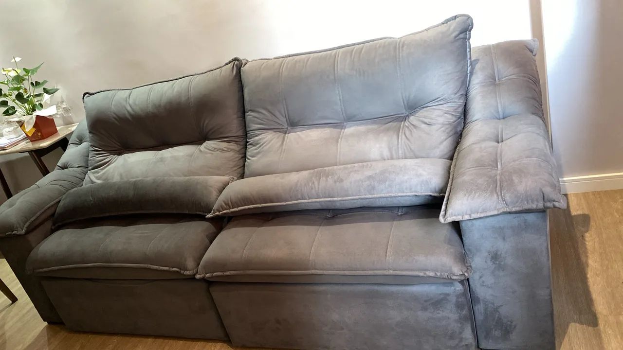 Sofa retratil reclinável suede aveludado - Foto 5