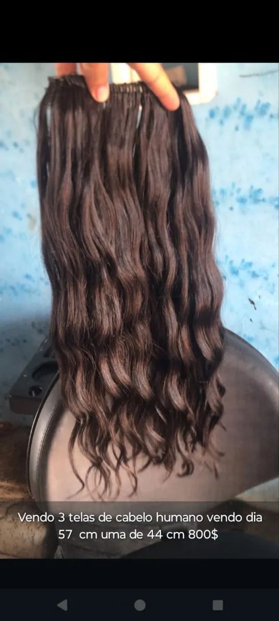 Vendo 3 telas de cabelo Humano 57cm 44cm - Foto 2