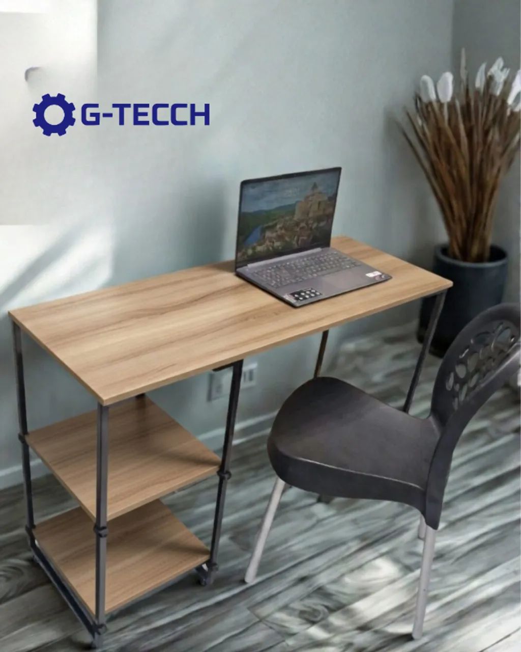 Mesa Industrial com prateleira 1,1m NOVA Birô Multiuso para Computador Notebook Gamer