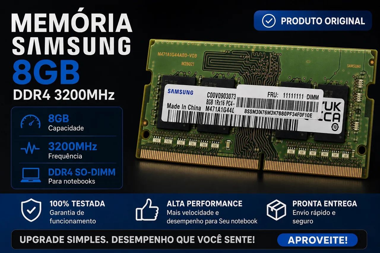 Memória RAM Samsung 8GB DDR4 3200MHz para Notebook - Memória RAM