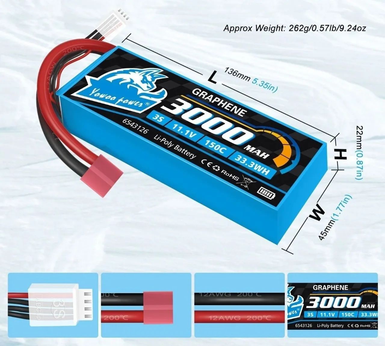 Bateria lipo 3S 3000 mah Grafeno. - Foto 2