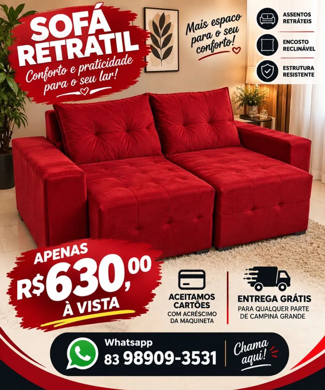 Sofá retrátil pop novo direto de fábrica. - Foto 3