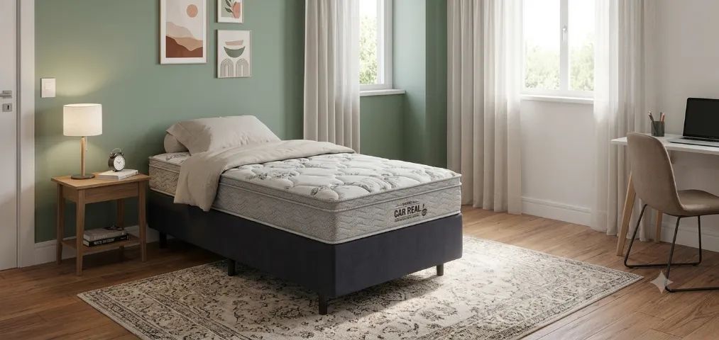CONJUNTO CAMA E COLCHÃO SOLTEIRO D33  BORDADO PROBEL - COMPRE HOJE RECEBA AMANHÃ