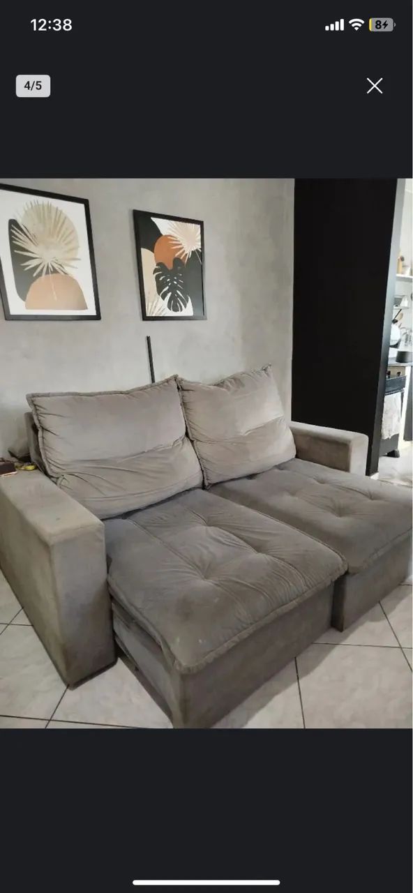 Sofá Retrátil 2 Lugaares - Cinza- Abre e reclinável  - Foto 3