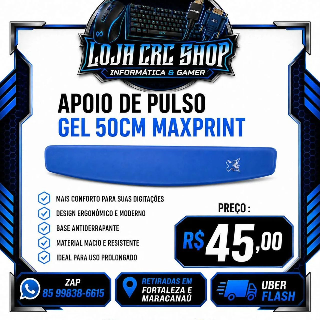 Apoio de pulso Maxprint 50cm Azul