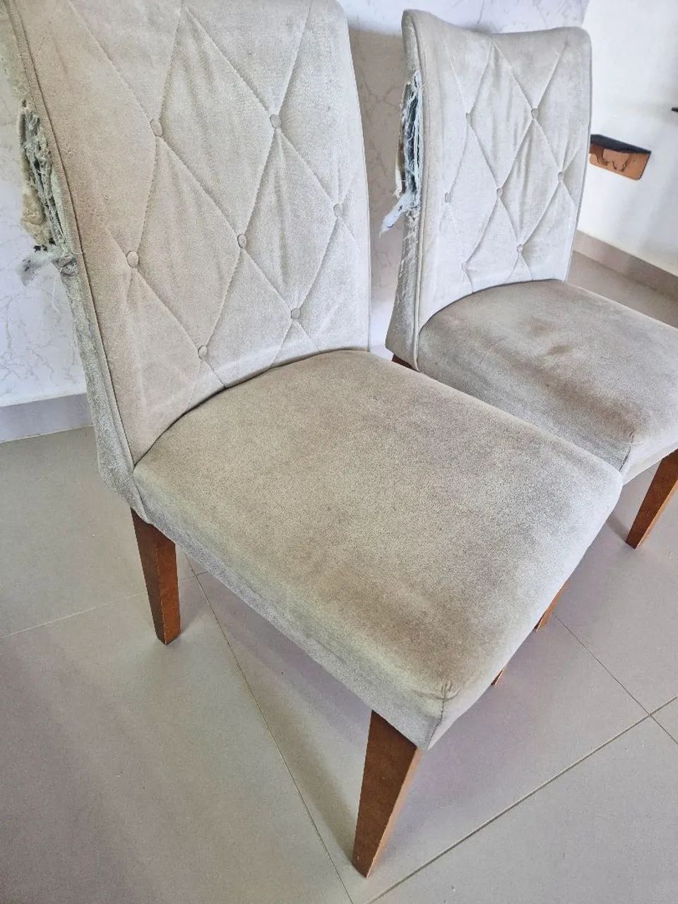 6 cadeiras de jantar em suede - Foto 2