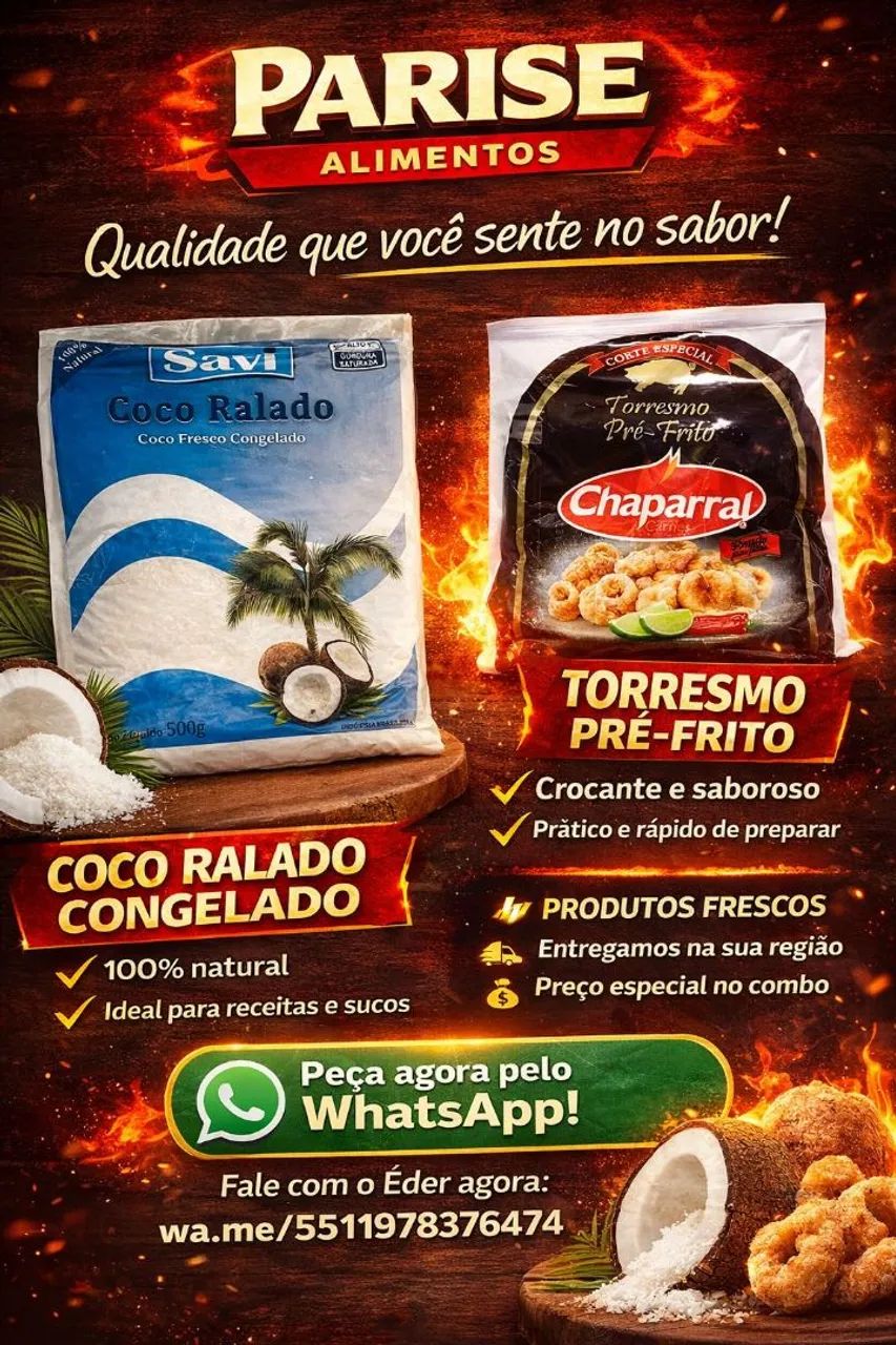 Vende-c coco ralado congelado e torresmo prefrito qualidade nota 10