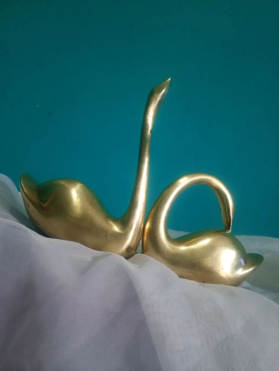 Antigo e lindo par de cisne em bronze anos 70 - Foto 5