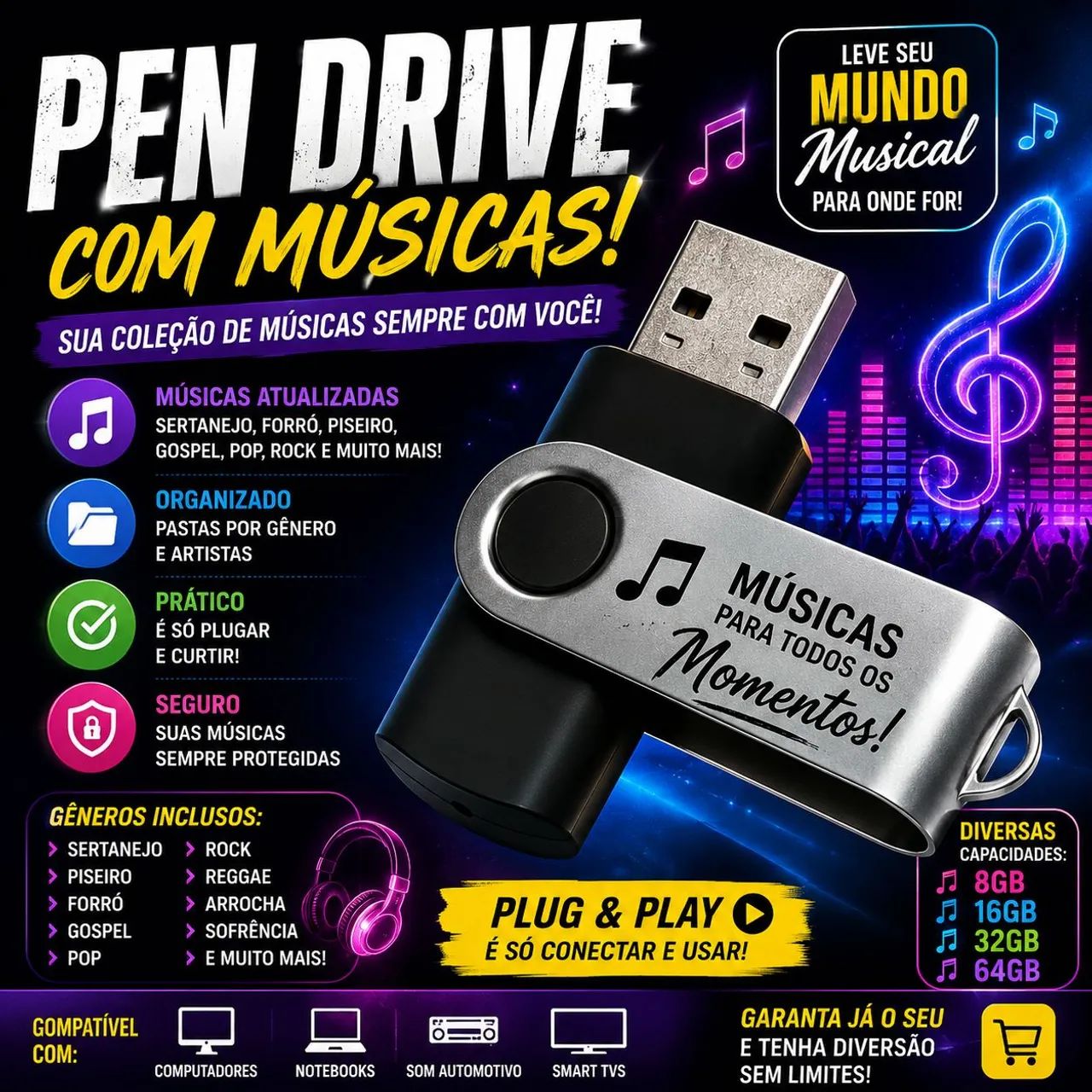 Músicas de todos os gêneros $20 