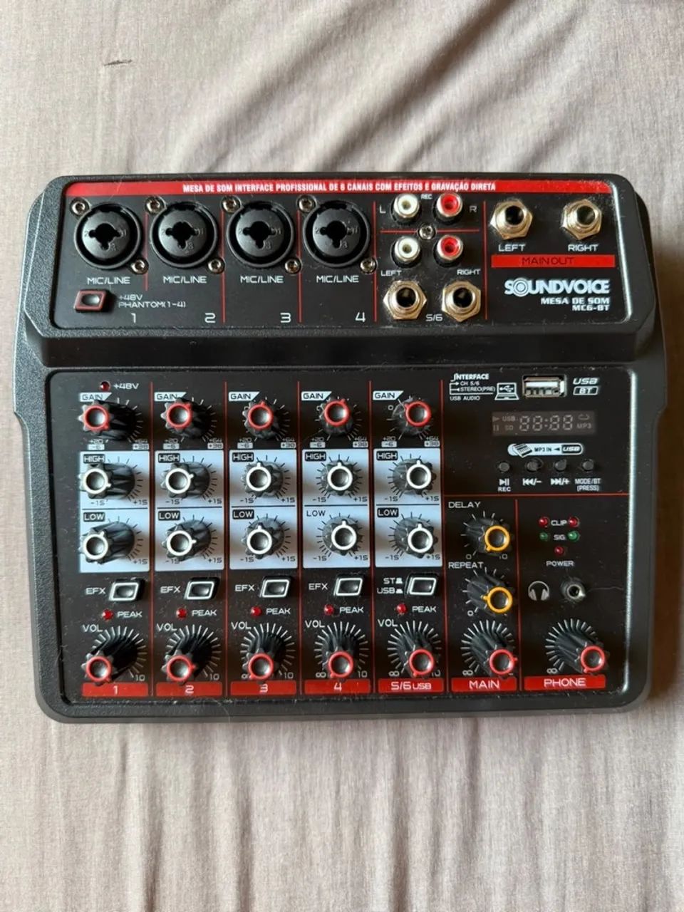 Mesa de Som Soundvoice MC6-BT c/ Bluetooth e Interface - Estado de Nova (Na Caixa!) - Foto 3