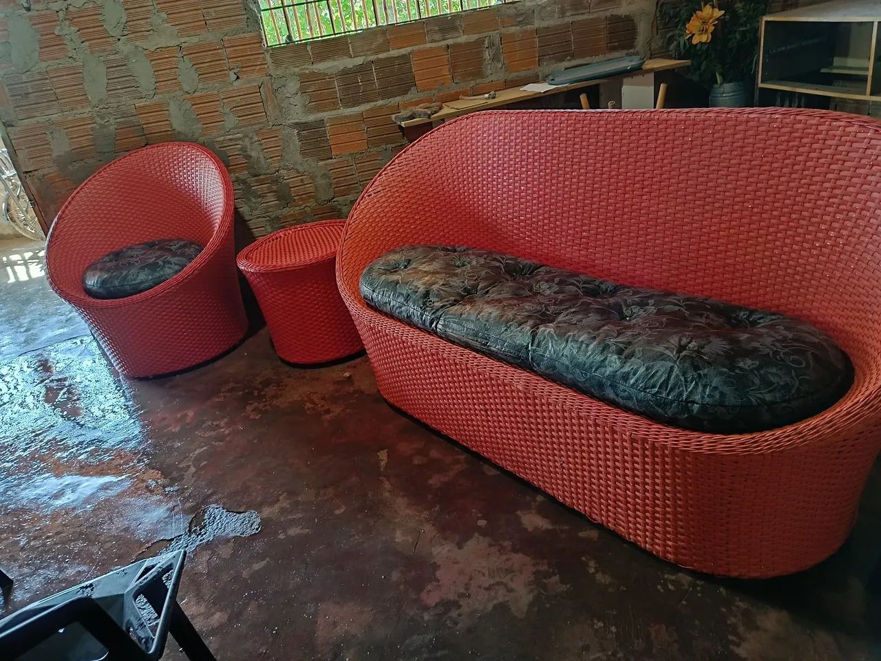 Conjunto de cadeiras vermelha fibra  - Foto 3