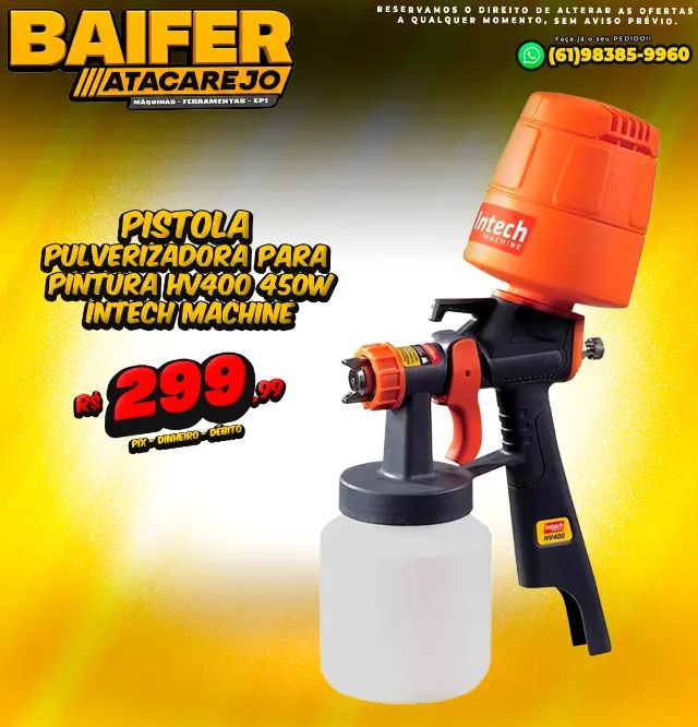Pistola Pulverizadora Para Pintura HV400 450W Intech Machine
