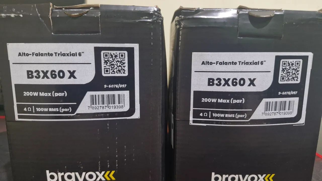 Kit 4 Alto Falantes Bravox B3x60x 6 Polegadas Boca 6x6 Cor Preto e Vermelho - Foto 3