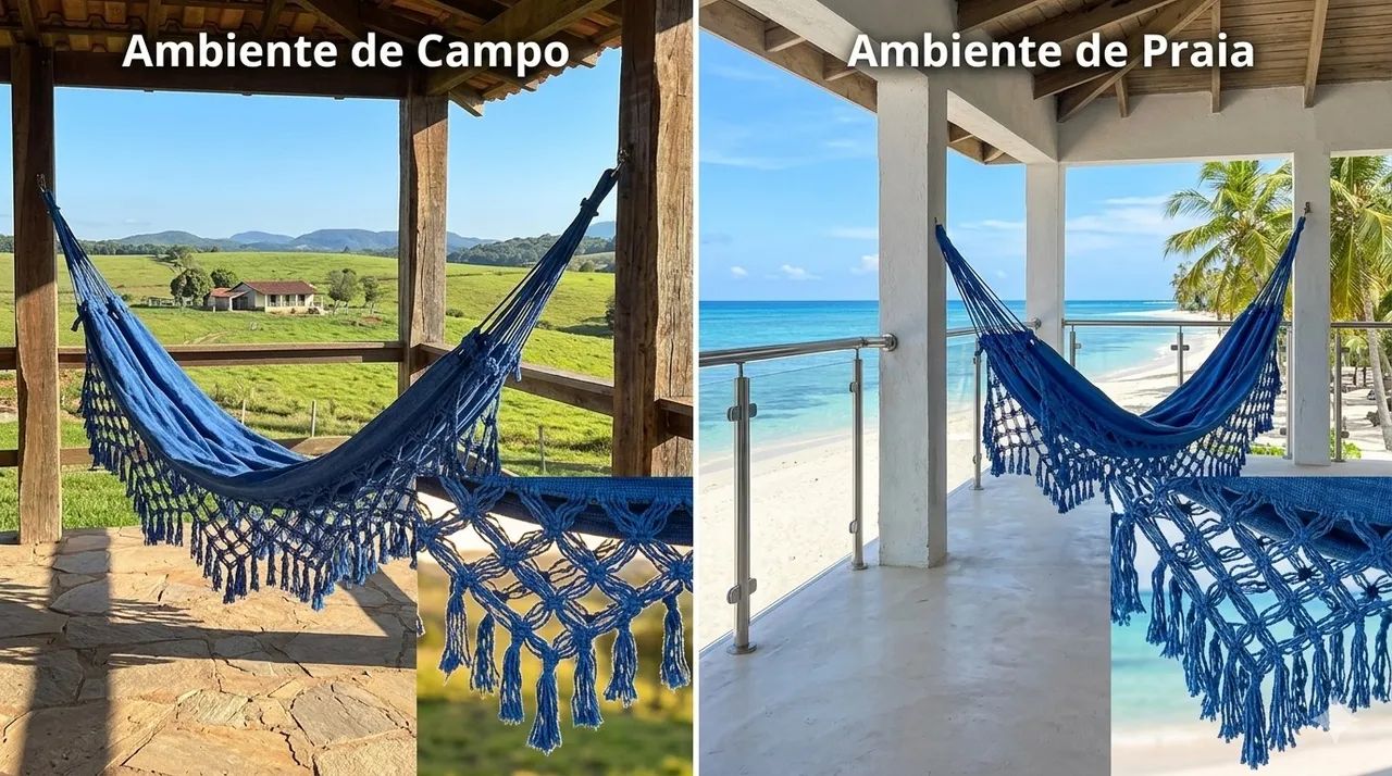 Rede de Descanso Artesanal em Algodão - Varanda (Nova)