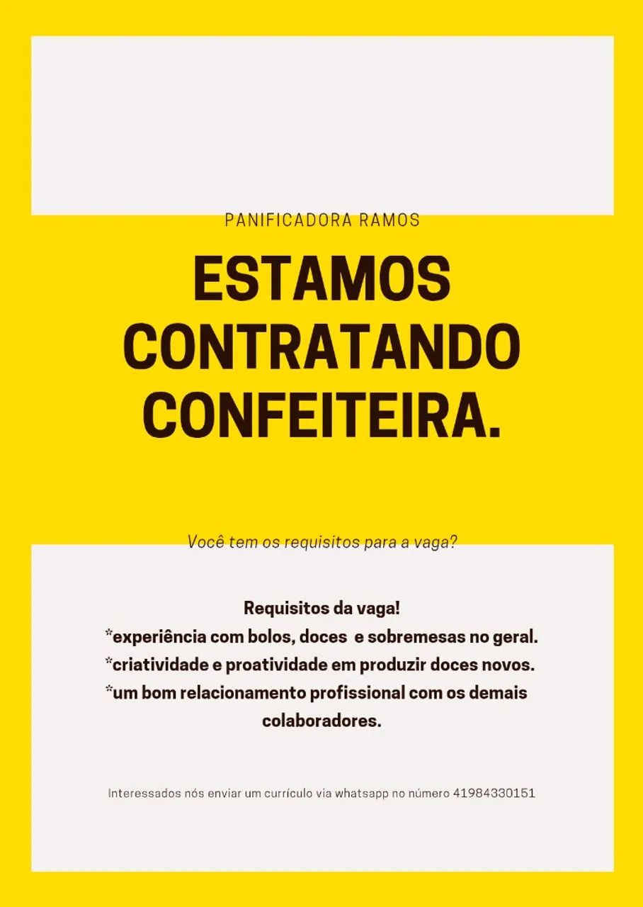 Vaga pra confeiteira