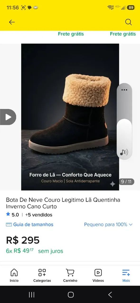 Bota de neve nova forro de lã nova