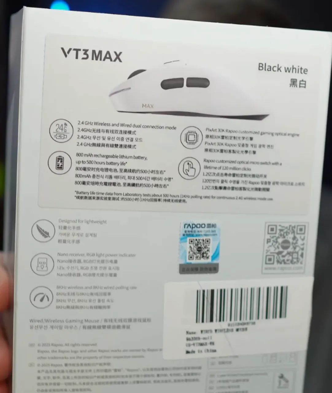 Mouse rapoo vt3 max gen 2 taxa de polling de 8K  - Foto 2