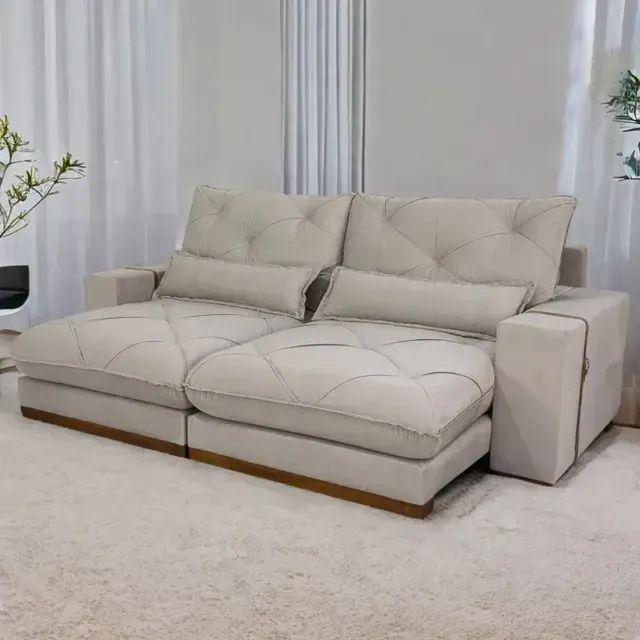 Sofá Retrátil e Reclinável Luanda 2,50 m Molas Ensacadas - Produto Novo! Pronta Entrega!