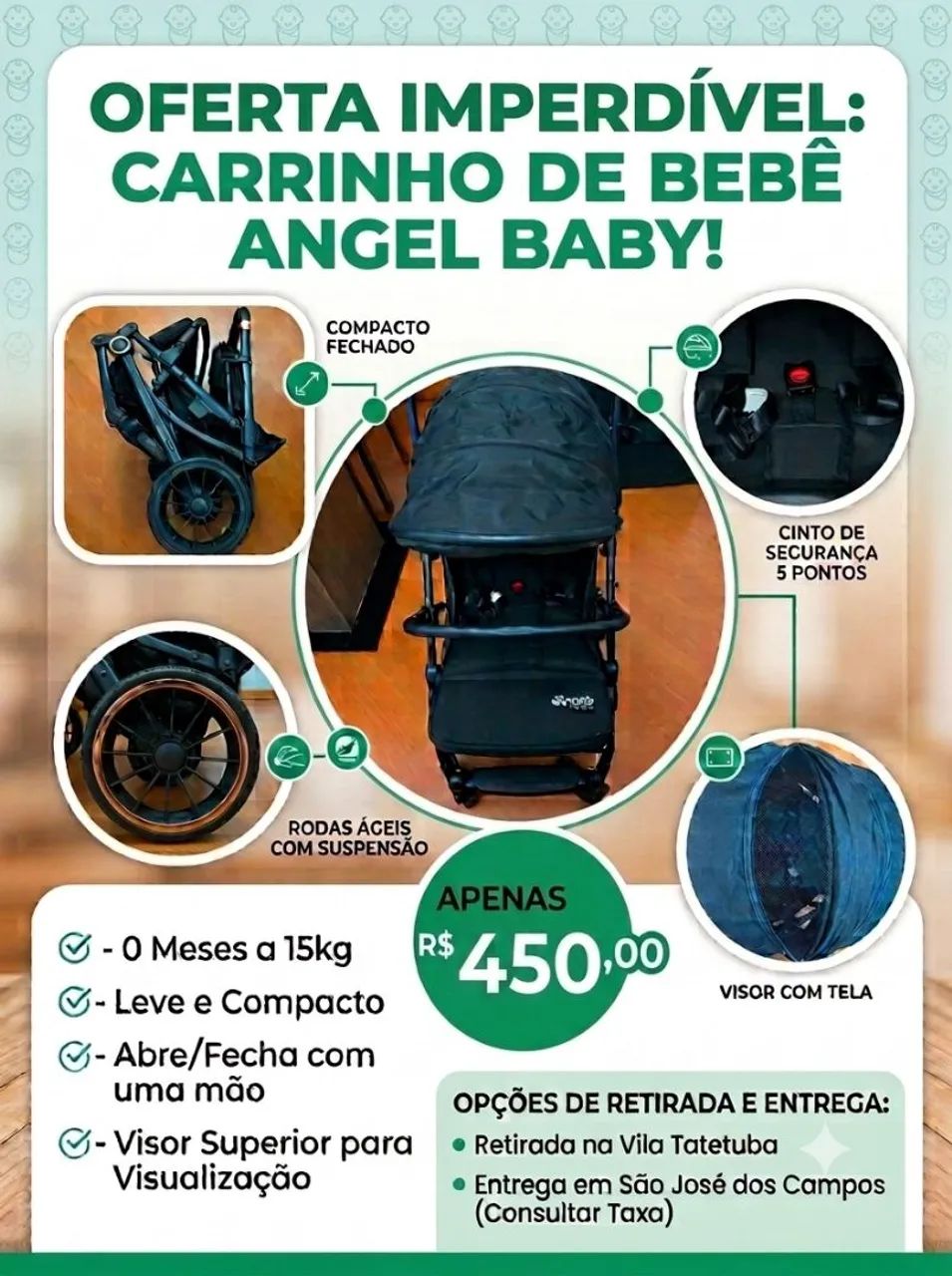PROMOÇÃO 350,00 Carrinho infantil