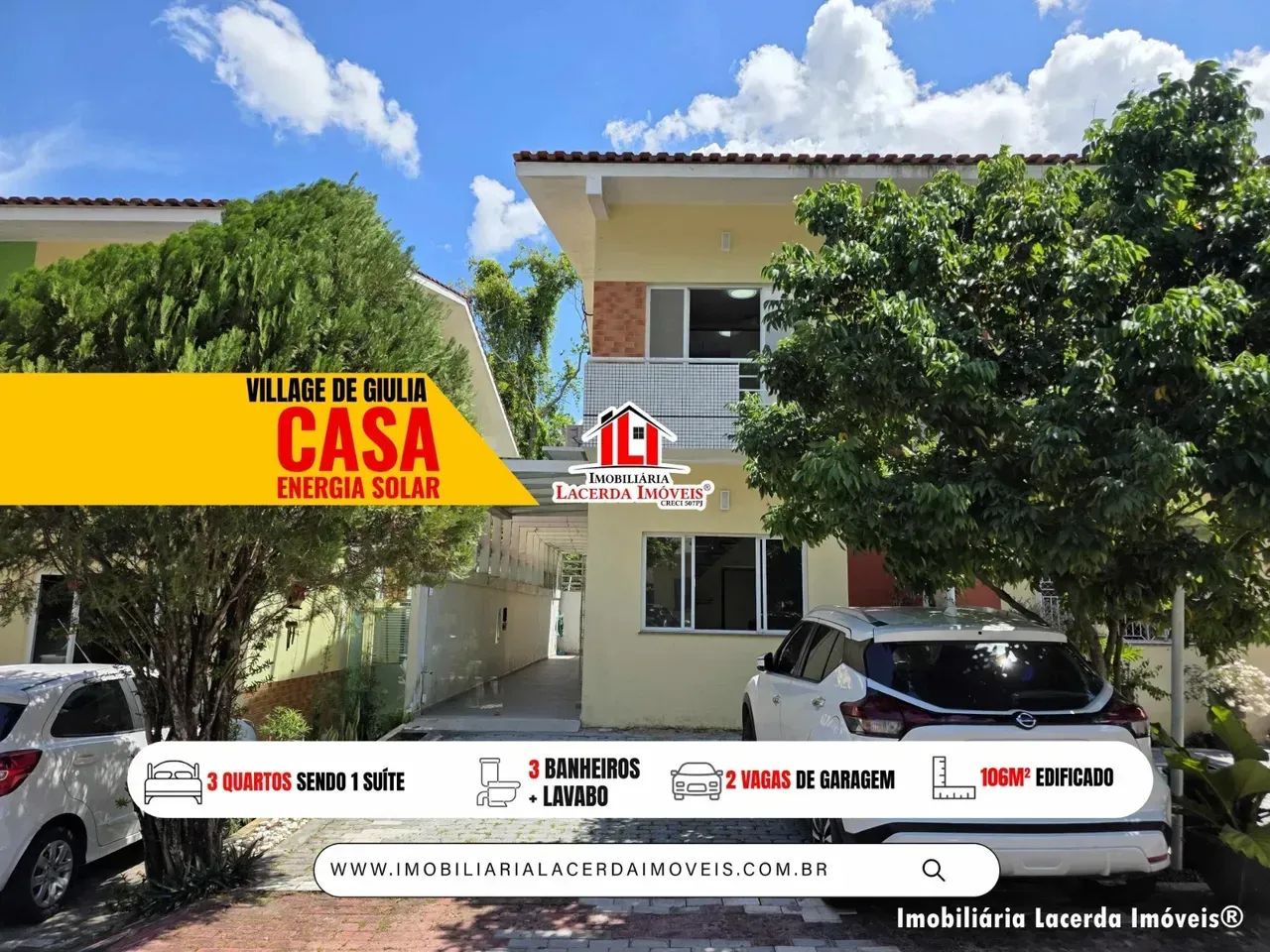 Casa Duplex no Residencial Villaggio de Giulia com 3 Qts sendo 1 Suíte com Energia Solar/