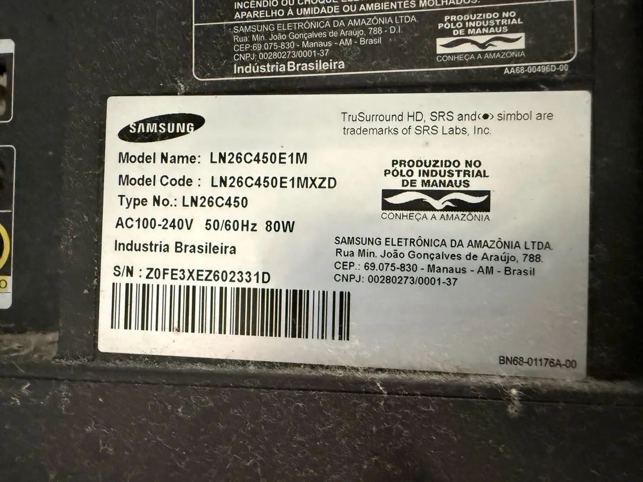 Tv Samsung 26 polegadas LN26C450E1M com braço de parede - Foto 2