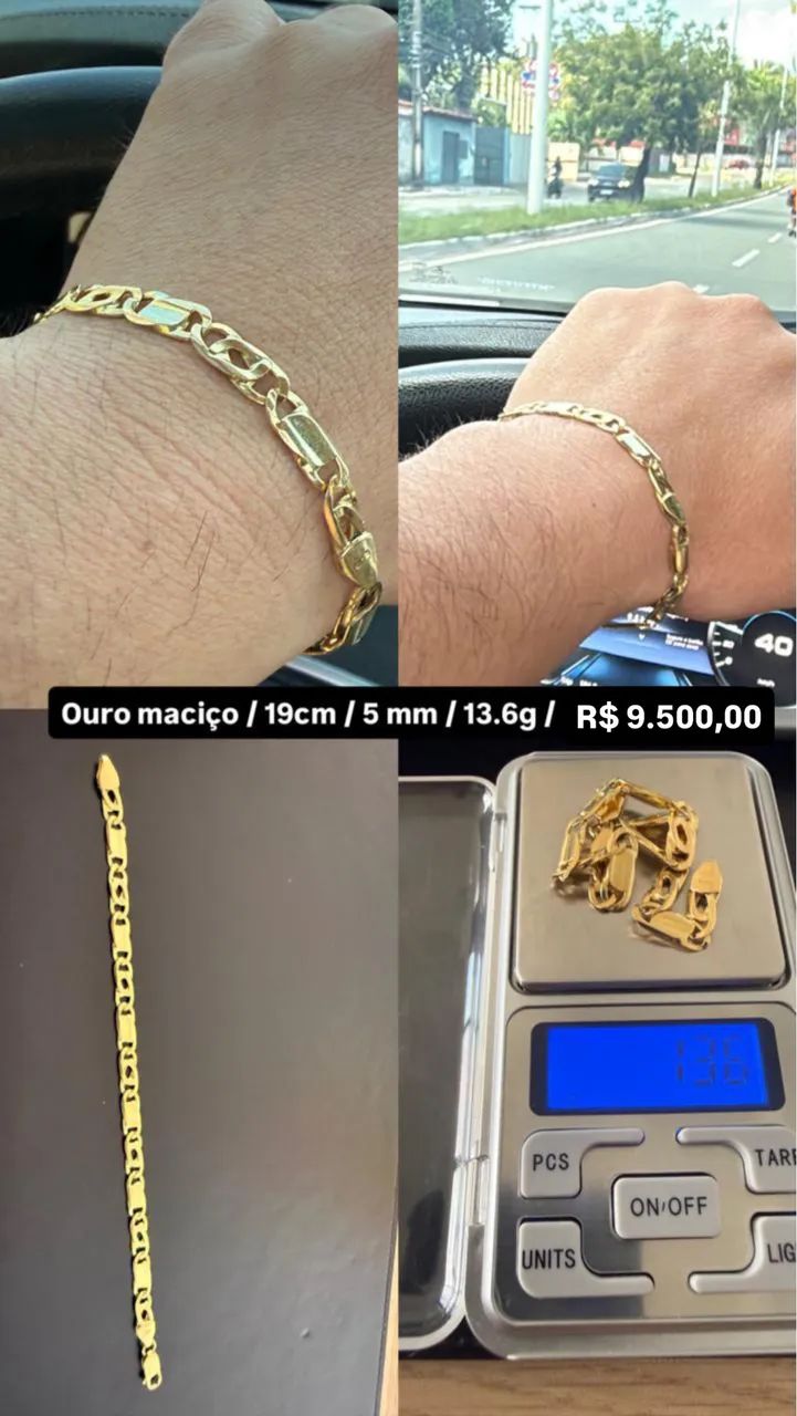 Cordão e pulseira de ouro 18k de procedência 