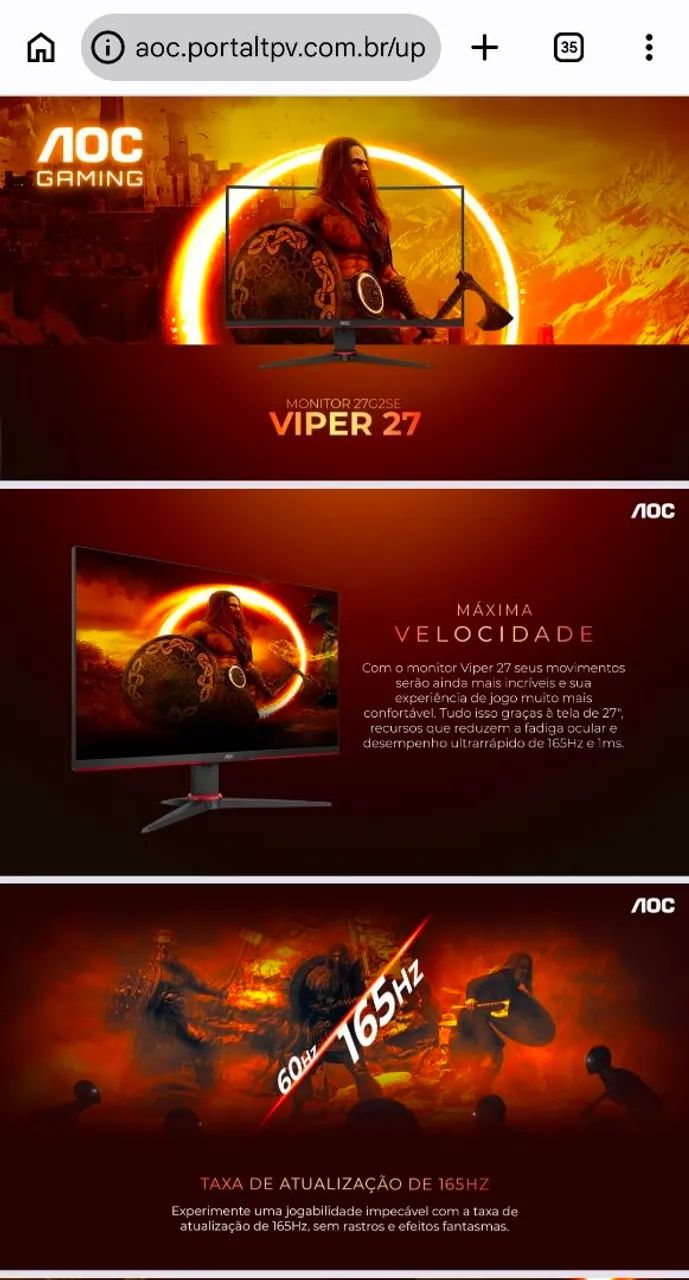 Monitor 27G2SE AOC VIPER 165hz 1ms  - Foto 5