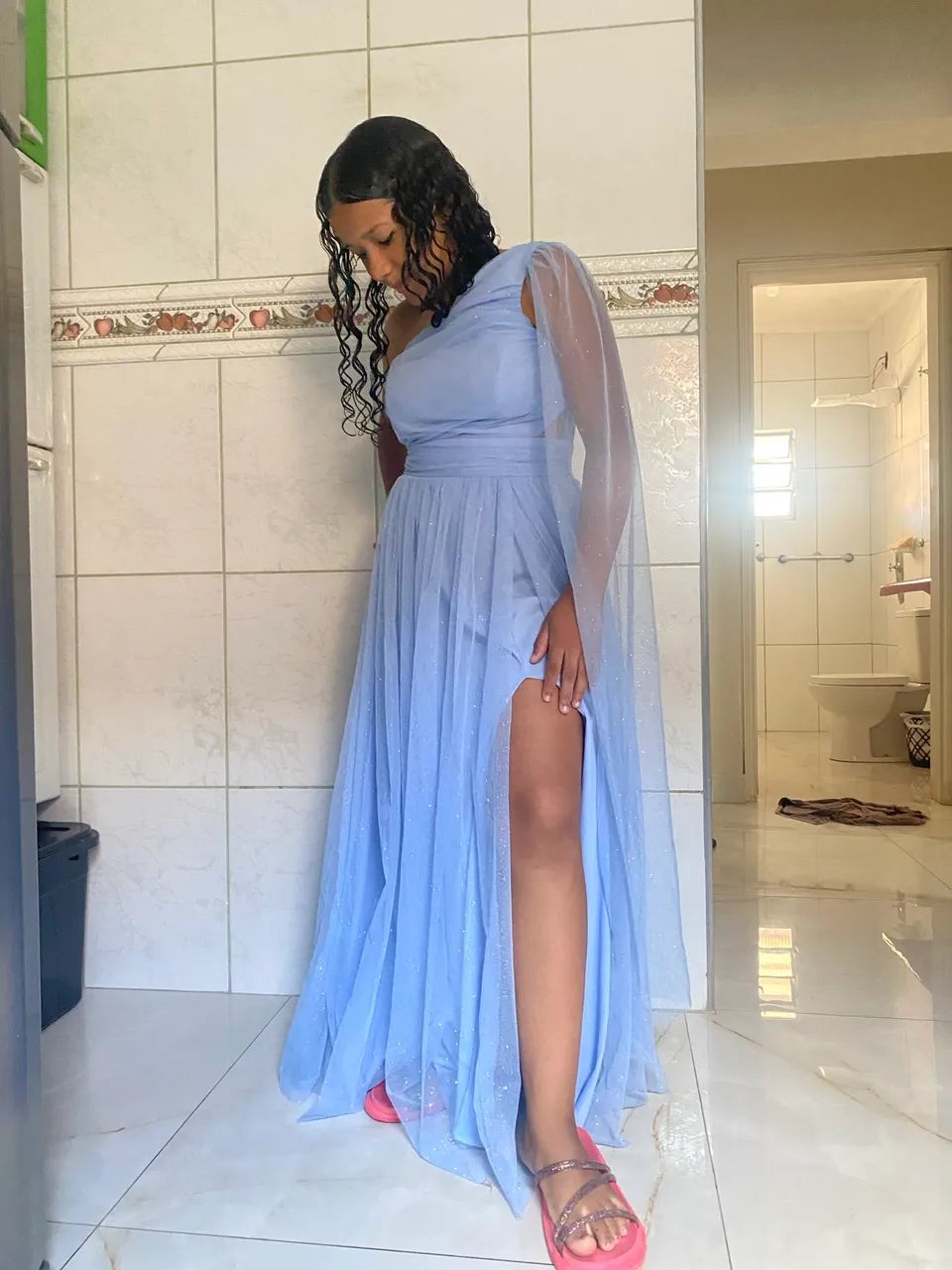 Vestido de festa azul claro M