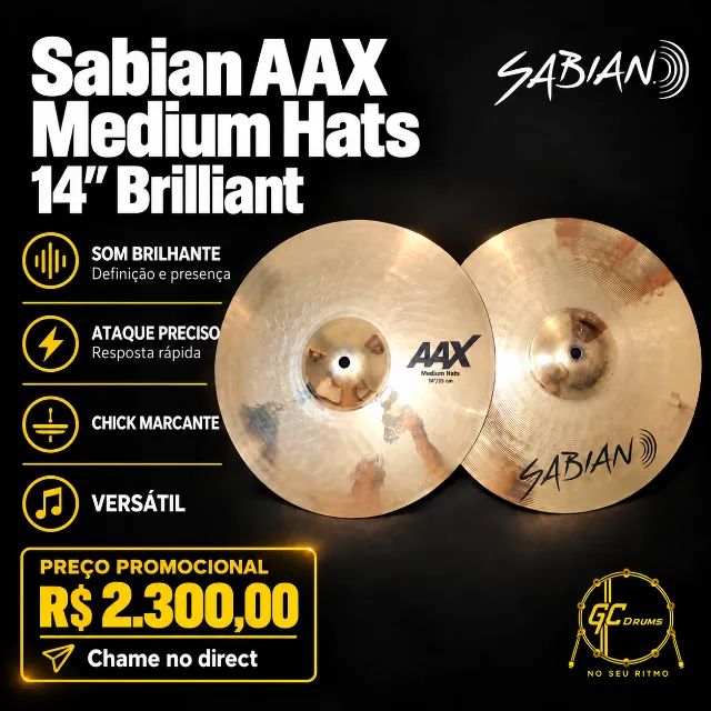 Sabian AAX Medium Hats 14` 