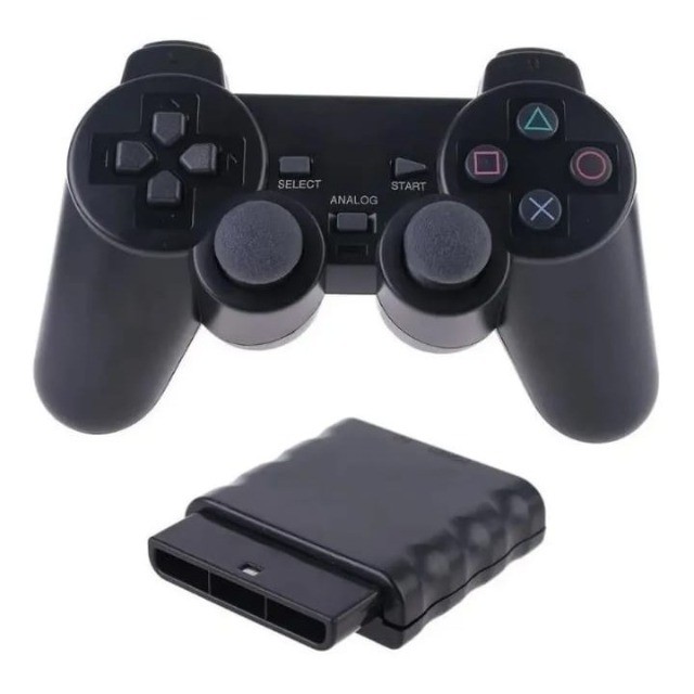 Controle sem fio para playstation 2, joystick dupla vibração