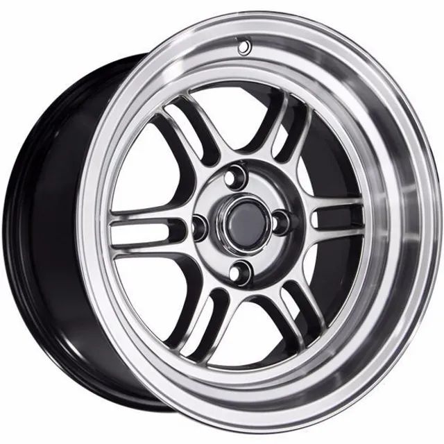 R☆ Roda aro 15 Zeus Zm695 grafite com borda diamantada tala 8 jogo