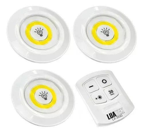 Kit 3 Lâmpada Spot Luminária Luz Led Sem Fio Com Controle 110V/220V - Loja Natan Abreu  - Foto 2