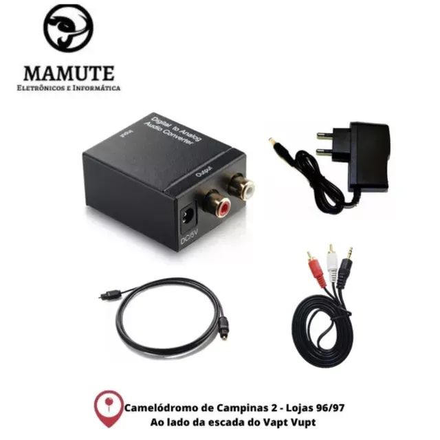 Kit Conversor De Audio Optico Digital Para Rca Home E Som