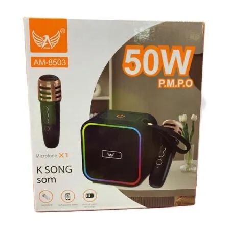 Caixa de sim portátil 50w , 2 microfones Bluetooth ( Novo )