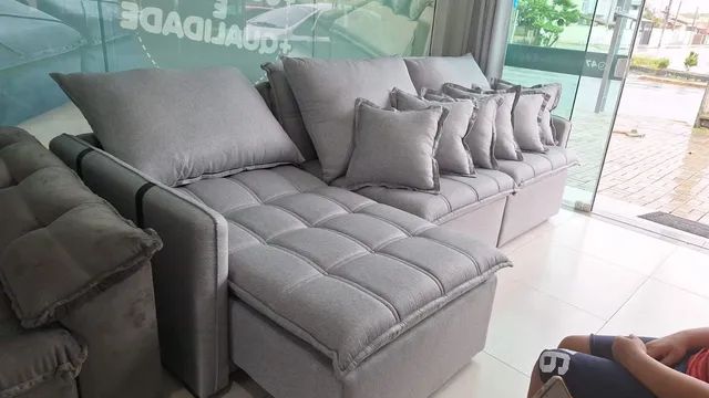 Linha Premium de sofás camas sem caixa e braços slin mega luxuoso - Foto 4