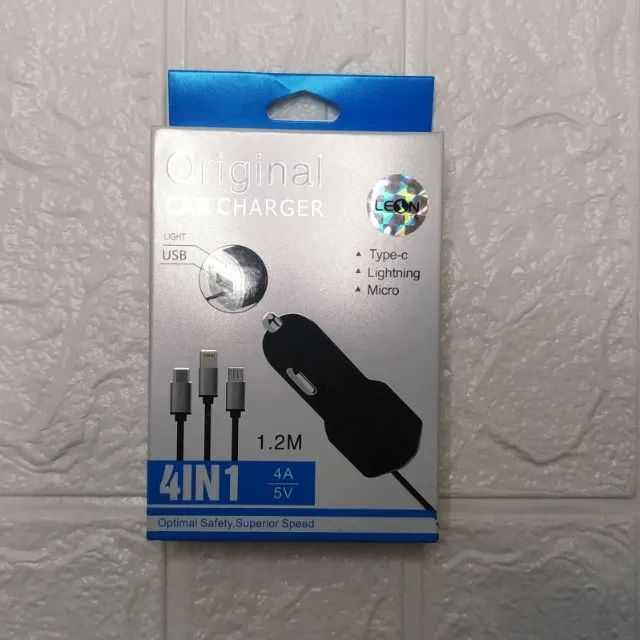 Carregador Para Ap Celular De Carro Leon 4 Em 1 2.1m 4a 5v - Foto 4
