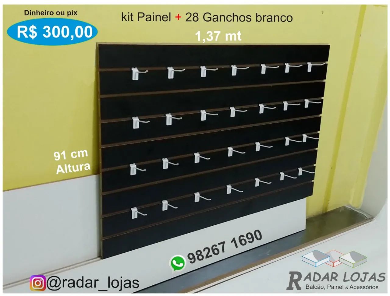 Painel canaletado Preto Novo 64962678981505121