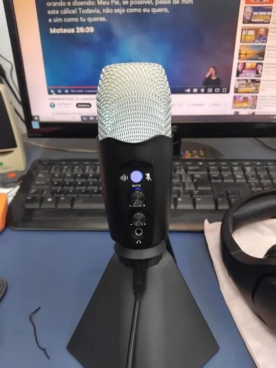 Microfone Gamer com Fio - Novo - Foto 3