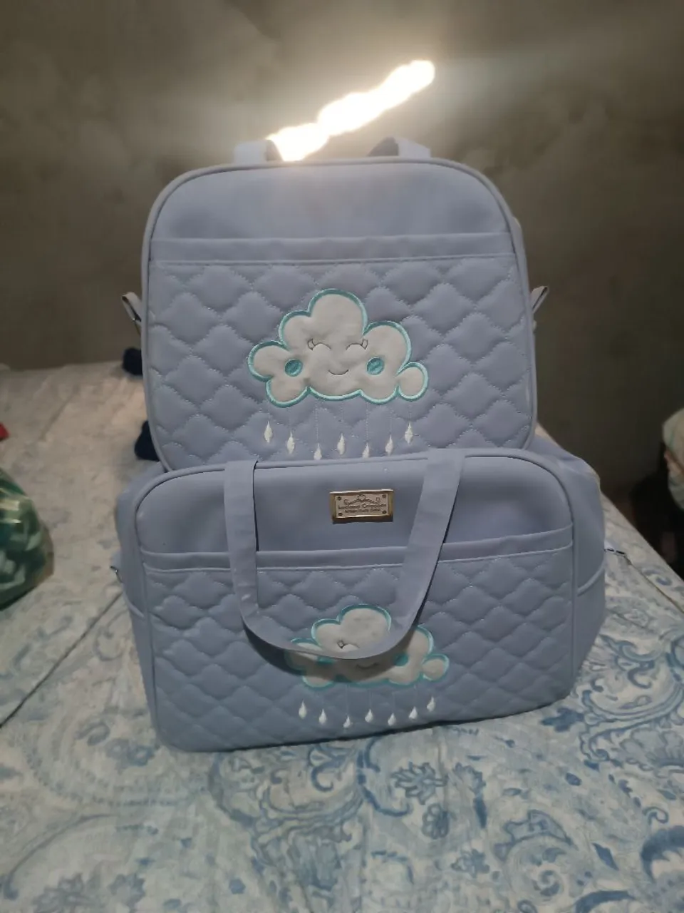 Kit de bolsas maternidade nuvem azul bebê