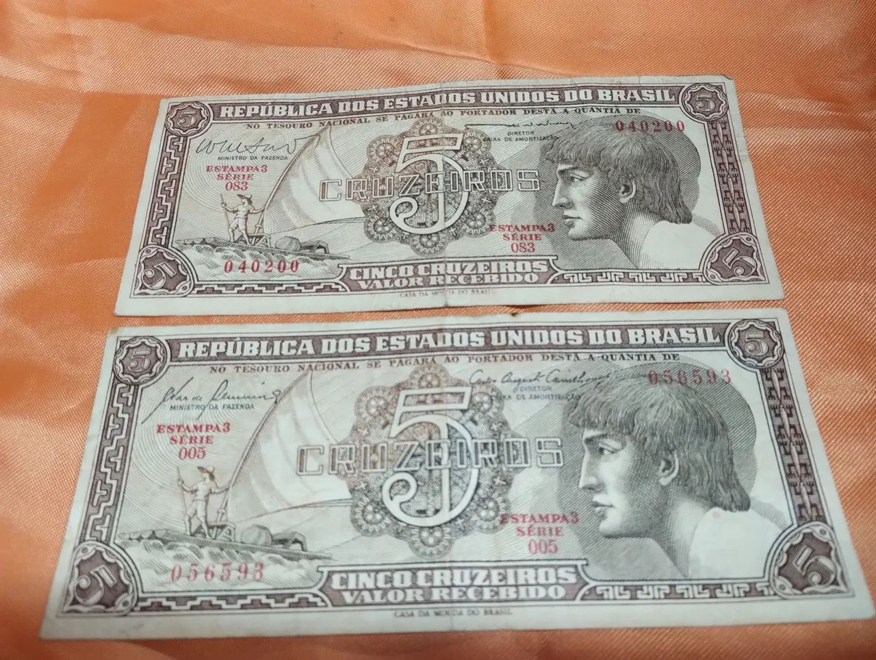 Notas Antigas de 5 Cruzeiros 1961- República do Brasil
