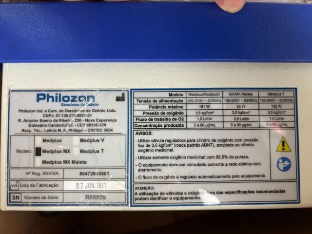 Gerador Ozonio Philozon MedPlus MX64302531904769121