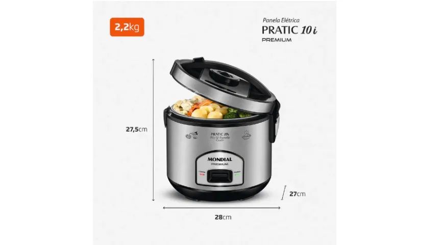 Panela Elétrica de arroz Pratic 10i Premium 10 xícaras Mondial 220v  - Foto 2