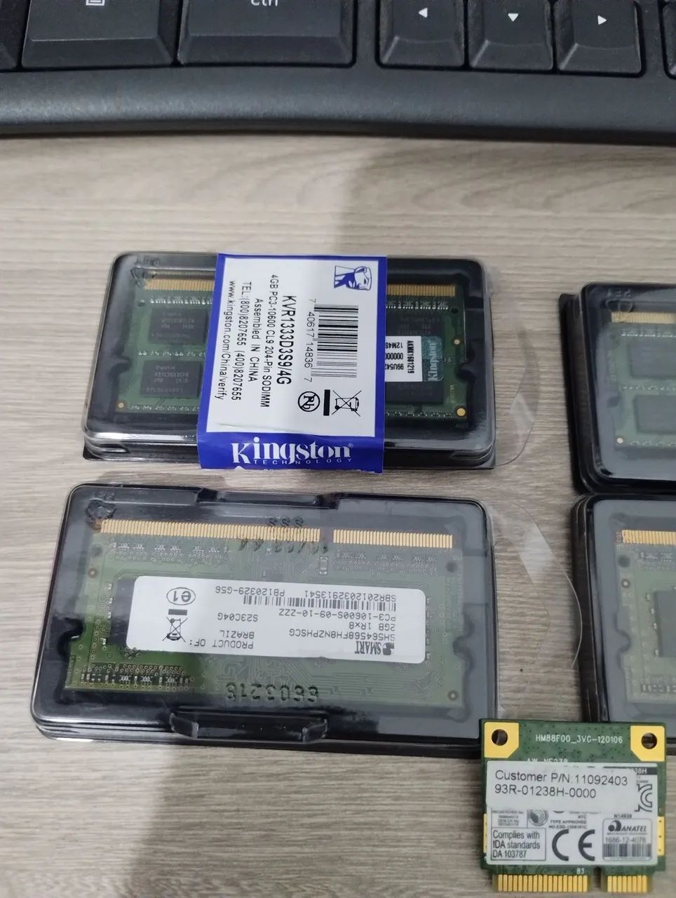 Memórias notebook e placa de rede